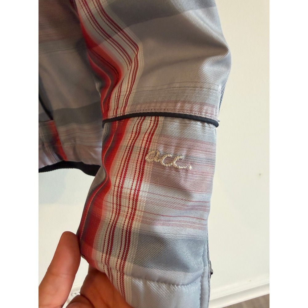 686 Acc Michael Akira West Womens Plaid Snowboard Jacket Red Grey Hooded Medium - Picture 8 of 12